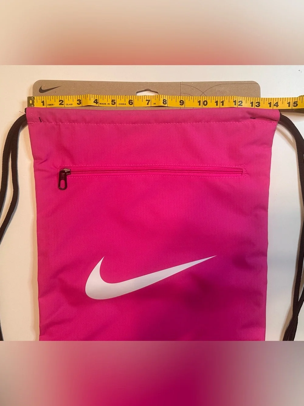 Nike Drawstring Backpack Hot Pink White Swoosh Black NWT